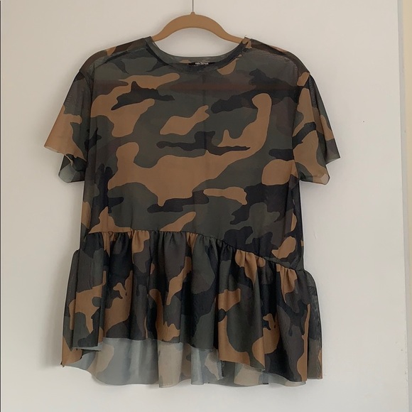 camouflage peplum top